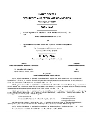 Thumbnail Etsy 10-Q Quarterly Report FY2018 