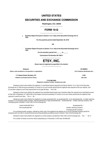 Thumbnail Etsy 10-Q Quarterly Report FY2018 