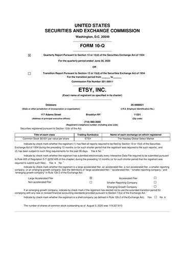 Thumbnail Etsy 10-Q Quarterly Report FY2020 