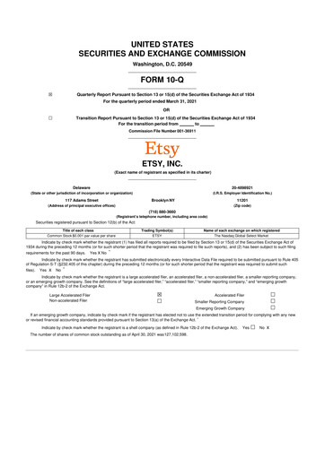 Thumbnail Etsy 10-Q Quarterly Report FY2021 