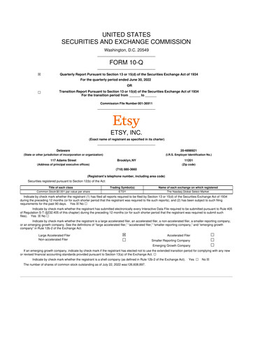 Thumbnail Etsy 10-Q Quarterly Report FY2022 