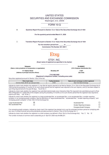 Thumbnail Etsy 10-Q Quarterly Report FY 