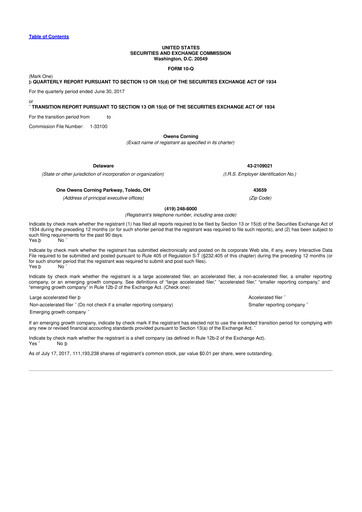 Miniature Owens Corning
 10-Q Rapport trimestriel 2017 