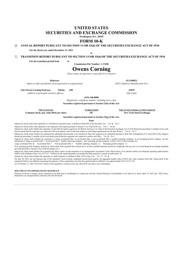 Thumbnail Owens Corning
 10-K Annual Report 2021