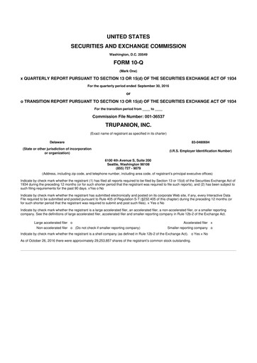 Miniature Trupanion
 10-Q Rapport trimestriel 2016 