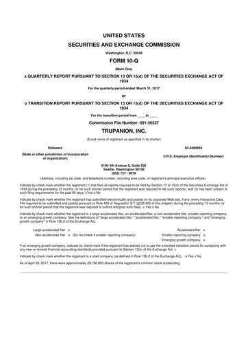 Miniature Trupanion
 10-Q Rapport trimestriel 2017 