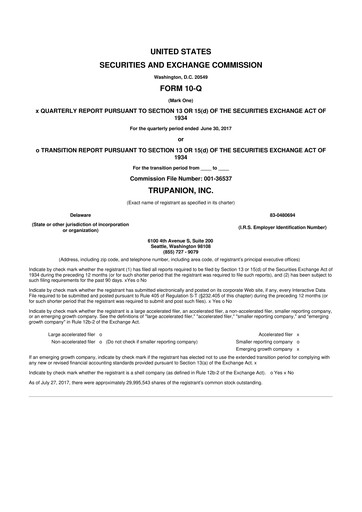 Miniature Trupanion
 10-Q Rapport trimestriel 2017 