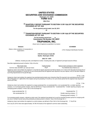 Miniature Trupanion
 10-Q Rapport trimestriel 2019 