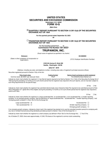 Miniature Trupanion
 10-Q Rapport trimestriel 2023 