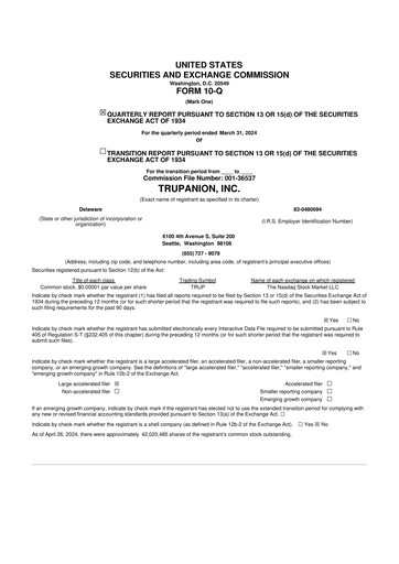 Miniature Trupanion
 10-Q Rapport trimestriel 2024 