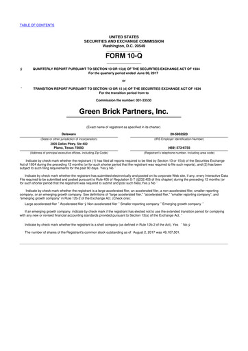 Thumbnail Green Brick Partners
 10-Q Quarterly Report FY2017 