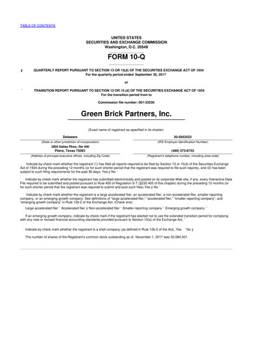 Thumbnail Green Brick Partners
 10-Q Quarterly Report FY2017 