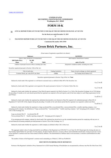 Thumbnail Green Brick Partners
 10-K Annual Report 2019