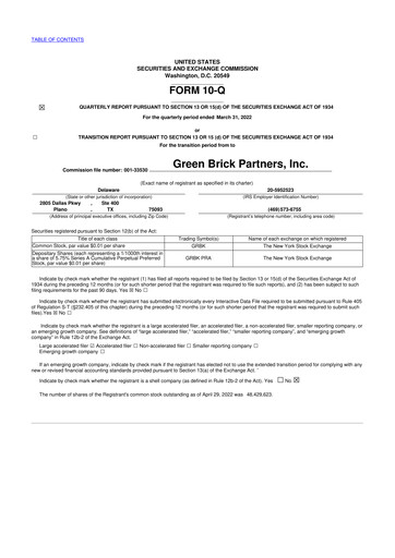 Thumbnail Green Brick Partners
 10-Q Quarterly Report FY2022 