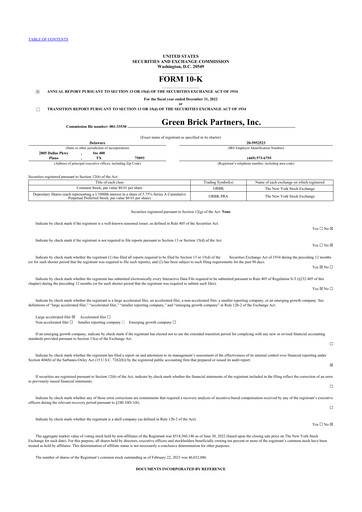 Thumbnail Green Brick Partners
 10-K Annual Report 2022