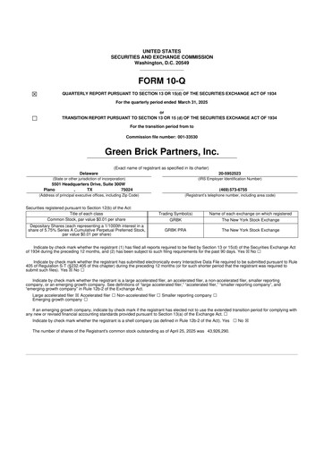 Thumbnail Green Brick Partners
 10-Q Quarterly Report FY2025 