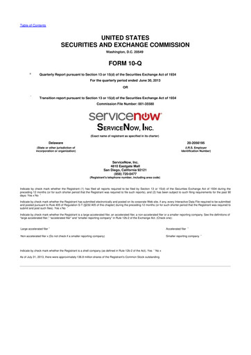 Miniature ServiceNow 10-Q Rapport trimestriel 2013 