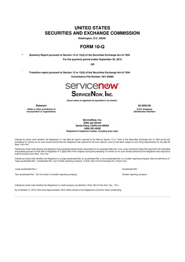 Miniature ServiceNow 10-Q Rapport trimestriel 2015 