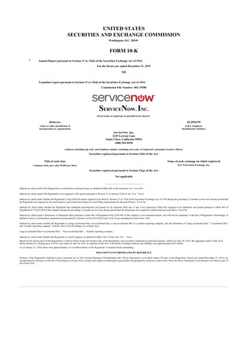 Thumbnail ServiceNow 10-K Annual Report 2015