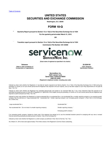 Miniature ServiceNow 10-Q Rapport trimestriel 2018 