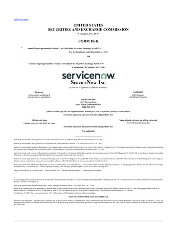 Thumbnail ServiceNow 10-K Annual Report 2018