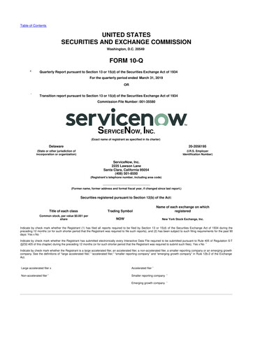 Miniature ServiceNow 10-Q Rapport trimestriel 2019 