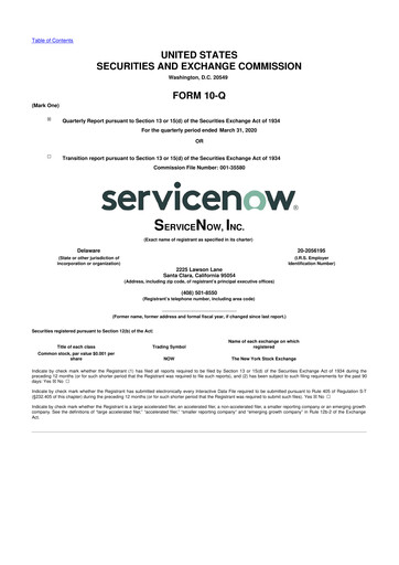 Miniature ServiceNow 10-Q Rapport trimestriel 2020 