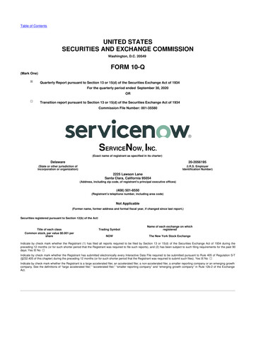 Miniature ServiceNow 10-Q Rapport trimestriel 2020 