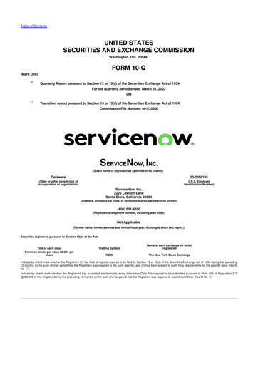 Miniature ServiceNow 10-Q Rapport trimestriel 2022 