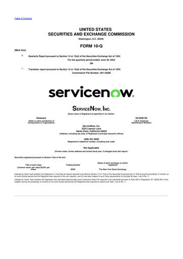 Miniature ServiceNow 10-Q Rapport trimestriel 2022 