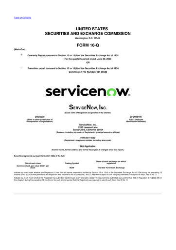 Miniature ServiceNow 10-Q Rapport trimestriel 2023 
