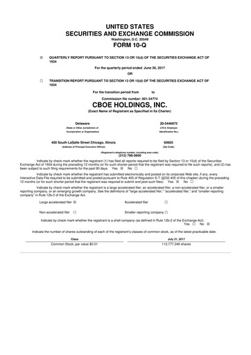 Thumbnail Cboe Global Markets 10-Q Quarterly Report FY2017 