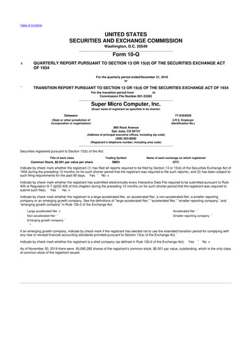 Thumbnail Supermicro 10-Q Quarterly Report FY2019 