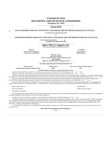 Thumbnail Supermicro 10-K Annual Report 2019