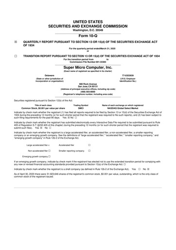 Thumbnail Supermicro 10-Q Quarterly Report FY2020 