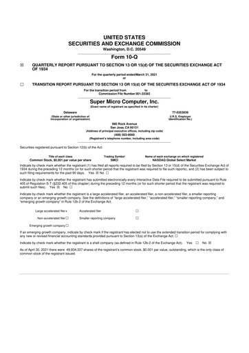 Thumbnail Supermicro 10-Q Quarterly Report FY2021 
