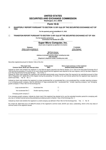 Thumbnail Supermicro 10-Q Quarterly Report FY2022 