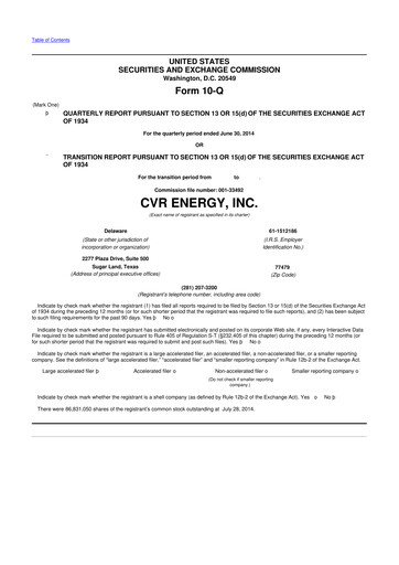 Thumbnail CVR Energy 10-Q Quarterly Report FY2014 