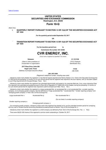 Thumbnail CVR Energy 10-Q Quarterly Report FY2017 