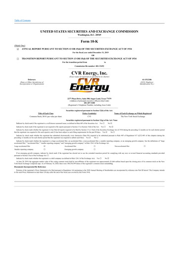 Thumbnail CVR Energy 10-K Annual Report 2019