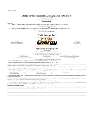 Thumbnail CVR Energy 10-K Annual Report 2021