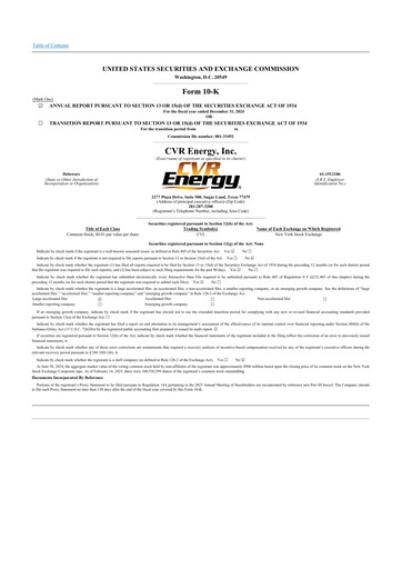 Thumbnail CVR Energy 10-K Annual Report 2024