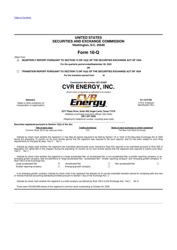 Thumbnail CVR Energy 10-Q Quarterly Report FY2025 