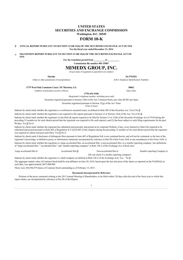 Vorschaubild MiMedx Group 10-K Jahresbericht 2014