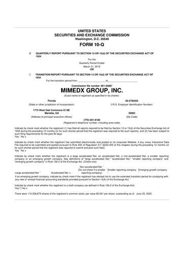 Thumbnail MiMedx Group 10-Q Quarterly Report FY2019 
