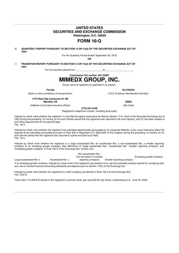 Thumbnail MiMedx Group 10-Q Quarterly Report FY2019 