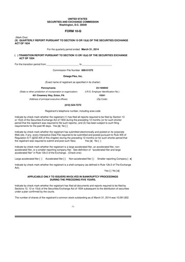 Thumbnail Omega Flex 10-Q Quarterly Report FY2014 