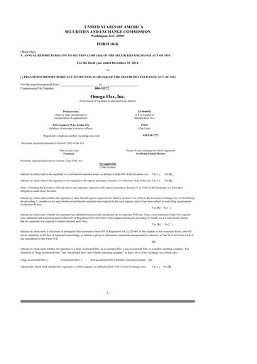 Thumbnail Omega Flex 10-K Annual Report 2014