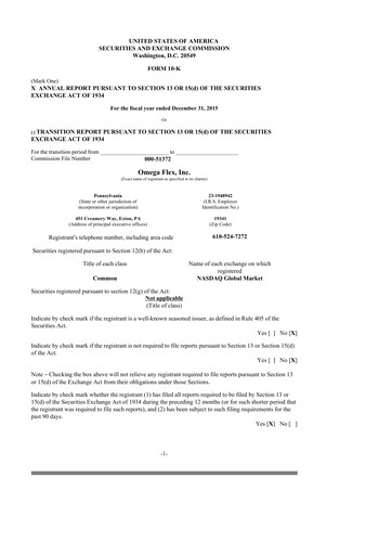 Thumbnail Omega Flex 10-K Annual Report 2015