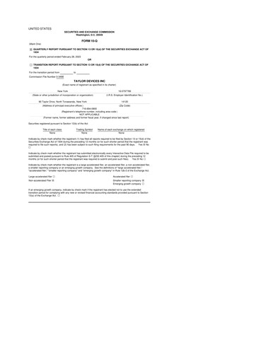 Miniature Taylor Devices 10-Q Rapport trimestriel 2023 